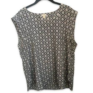 J. Crew Black & White Sleeveless Pullover Top size XL